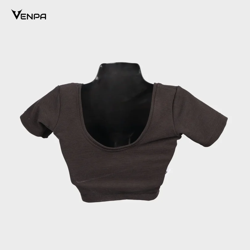 Venpa-Kitted-Blouse-Black-Plain-Back