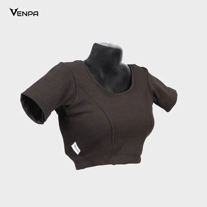 Venpa-Kitted-Blouse-Black-Plain-Side