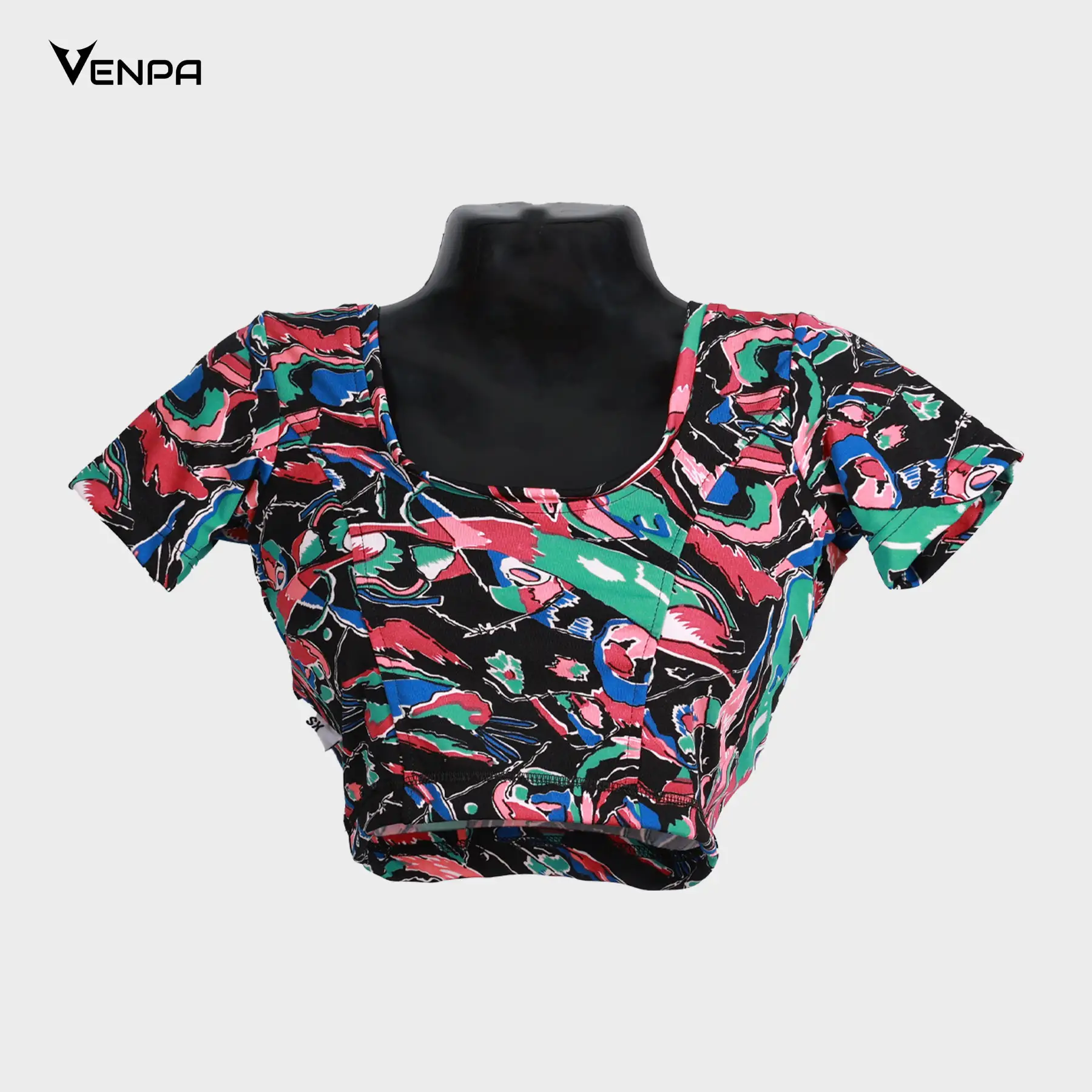 Venpa Kitted Blouse Black Printed Front