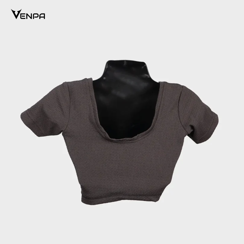 Venpa-Kitted-Blouse-Grey-Plain-Back