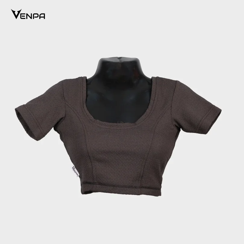 Venpa-Kitted-Blouse-Grey-Plain-Front