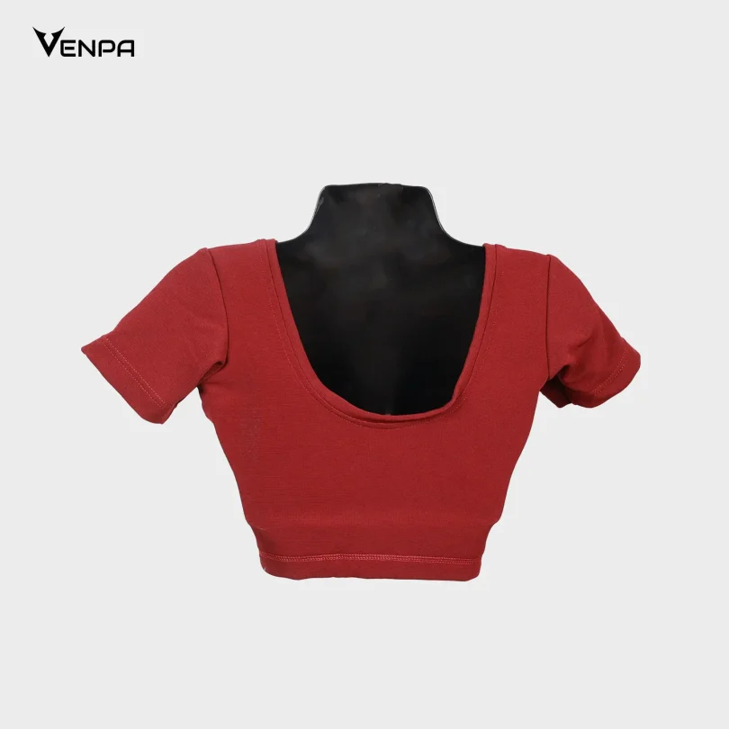 Venpa-Kitted-Blouse-Maroon-Plain-Back