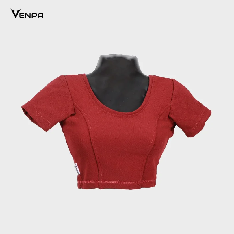 Venpa-Kitted-Blouse-Maroon-Plain-Front