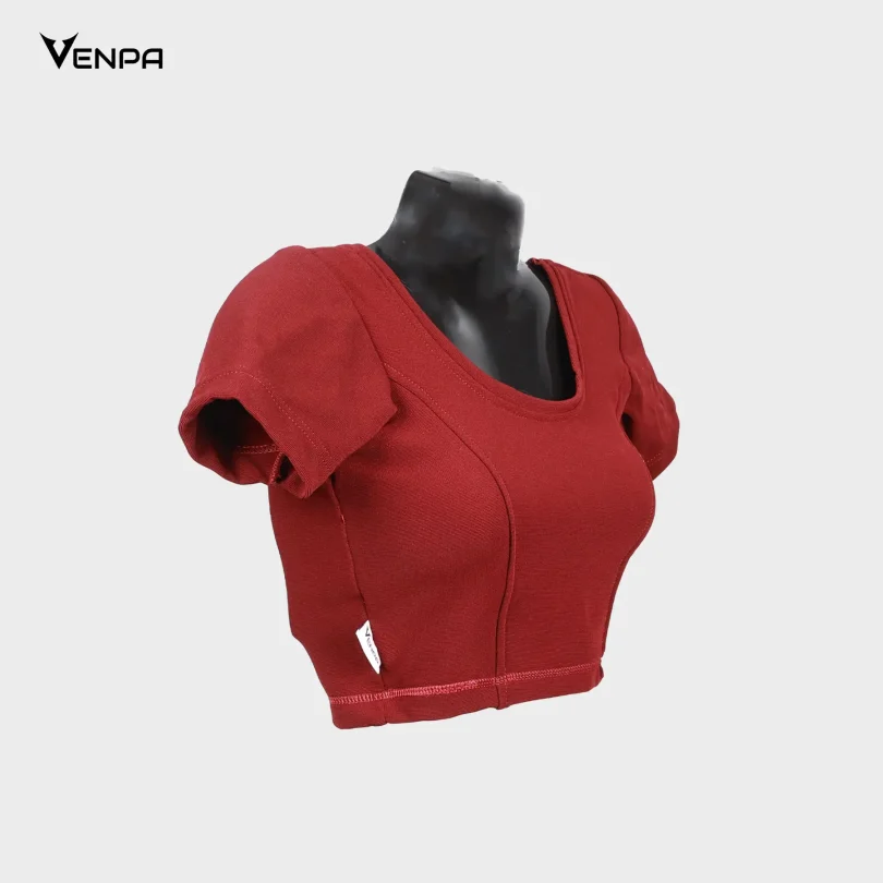 Venpa-Kitted-Blouse-Maroon-Plain-Side