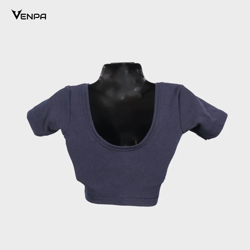 Venpa-Kitted-Blouse-Navy-Blue-Plain-Back