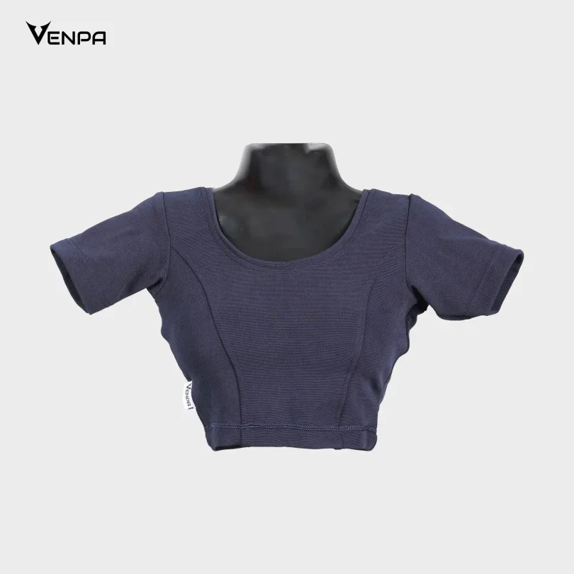 Venpa-Kitted-Blouse-Navy-Blue-Plain-Front