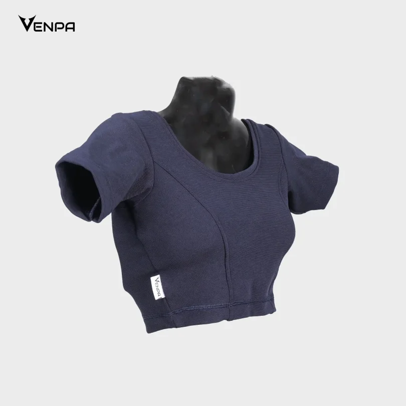 Venpa-Kitted-Blouse-Navy-Blue-Plain-Side