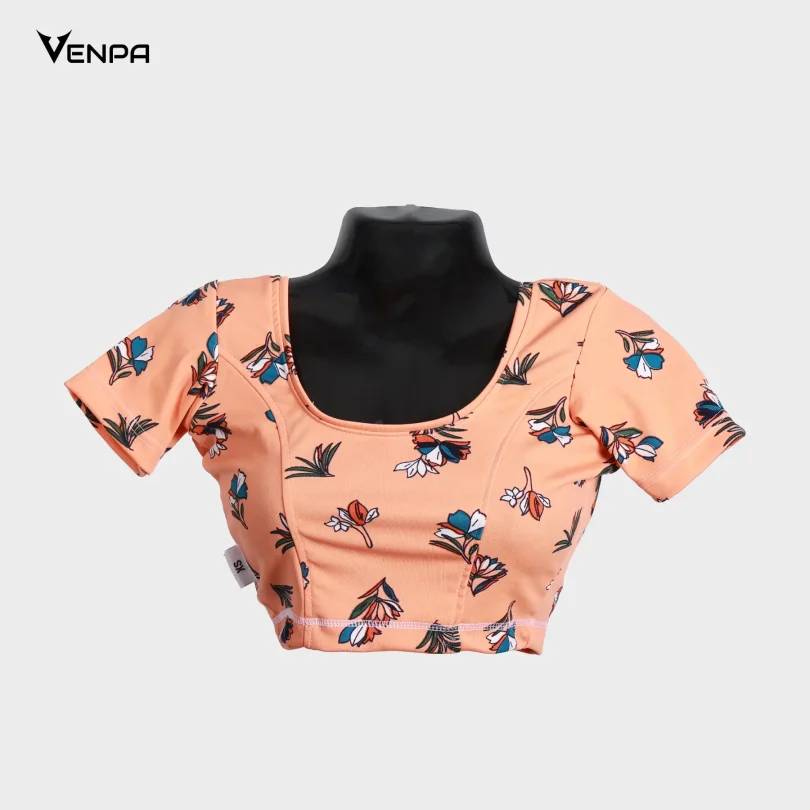 Venpa-Kitted-Blouse-Orange-Printed-Front